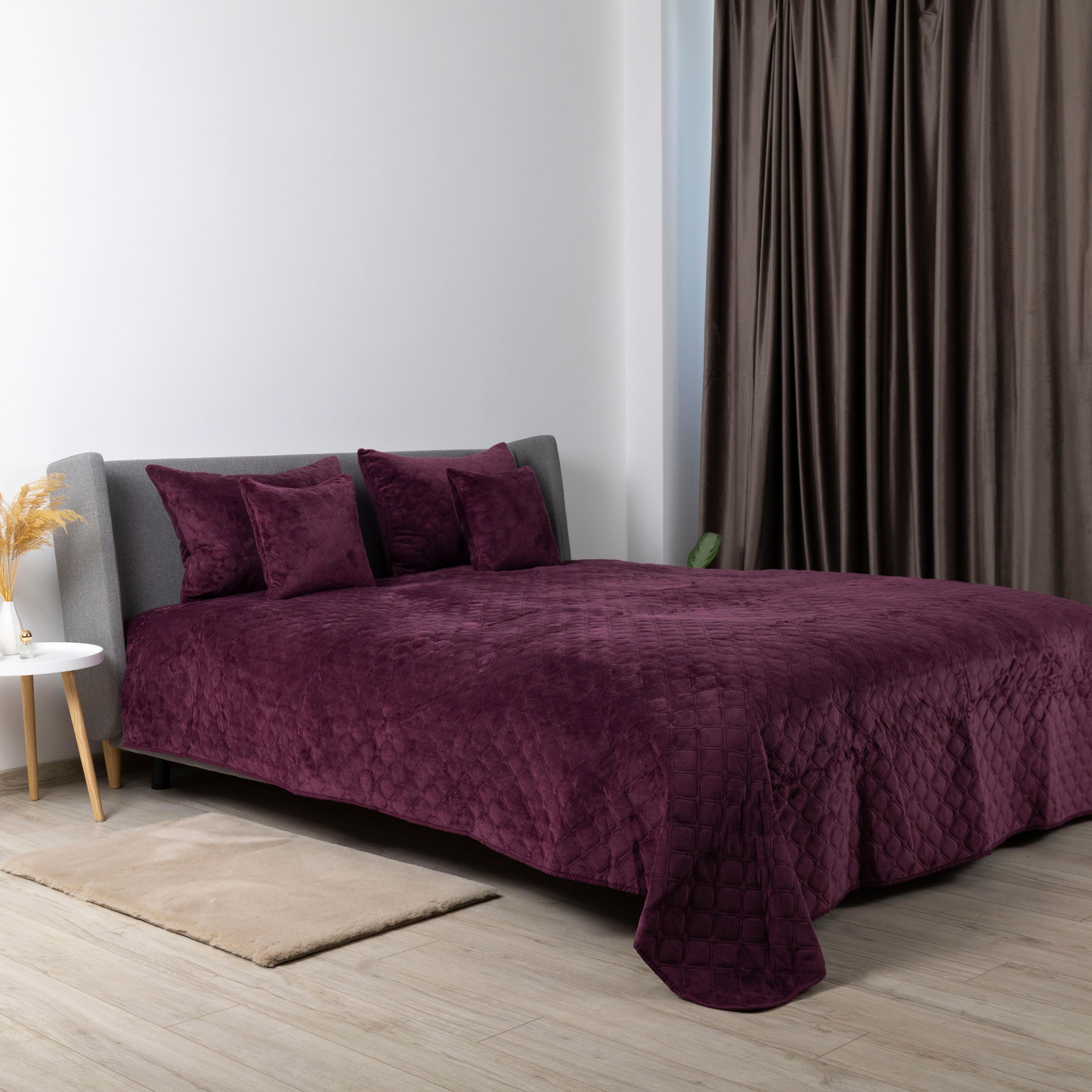 Покривало ТЕП "VELOUR" Бордо/Ромб круглий, 180x240 - Фото 7