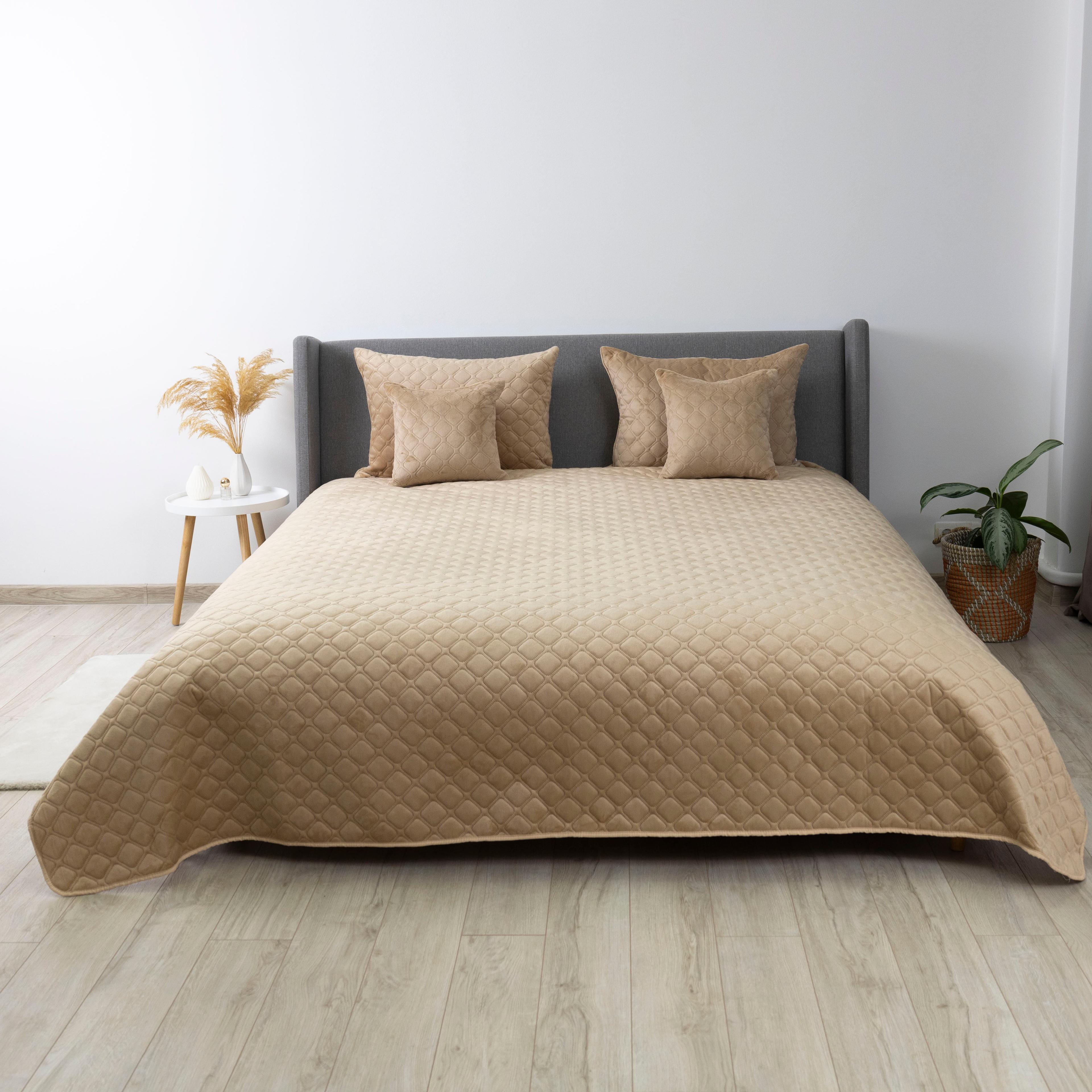Bed Covers TEP "VELOUR" Golden Beige/Rhombus round, 150x210 - Photo 5