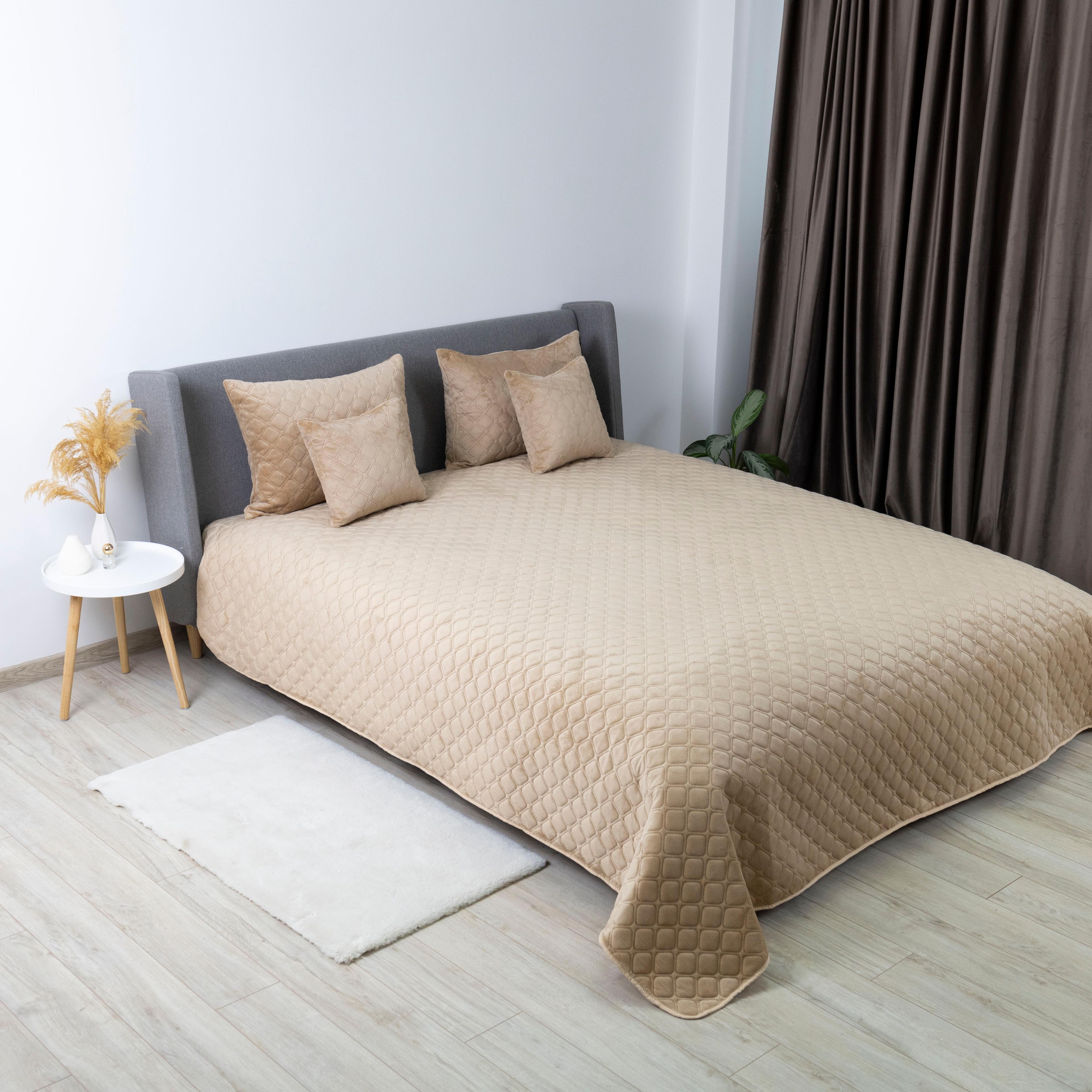 Bed Covers TEP "VELOUR" Golden Beige/Rhombus round, 150x210 - Photo 6