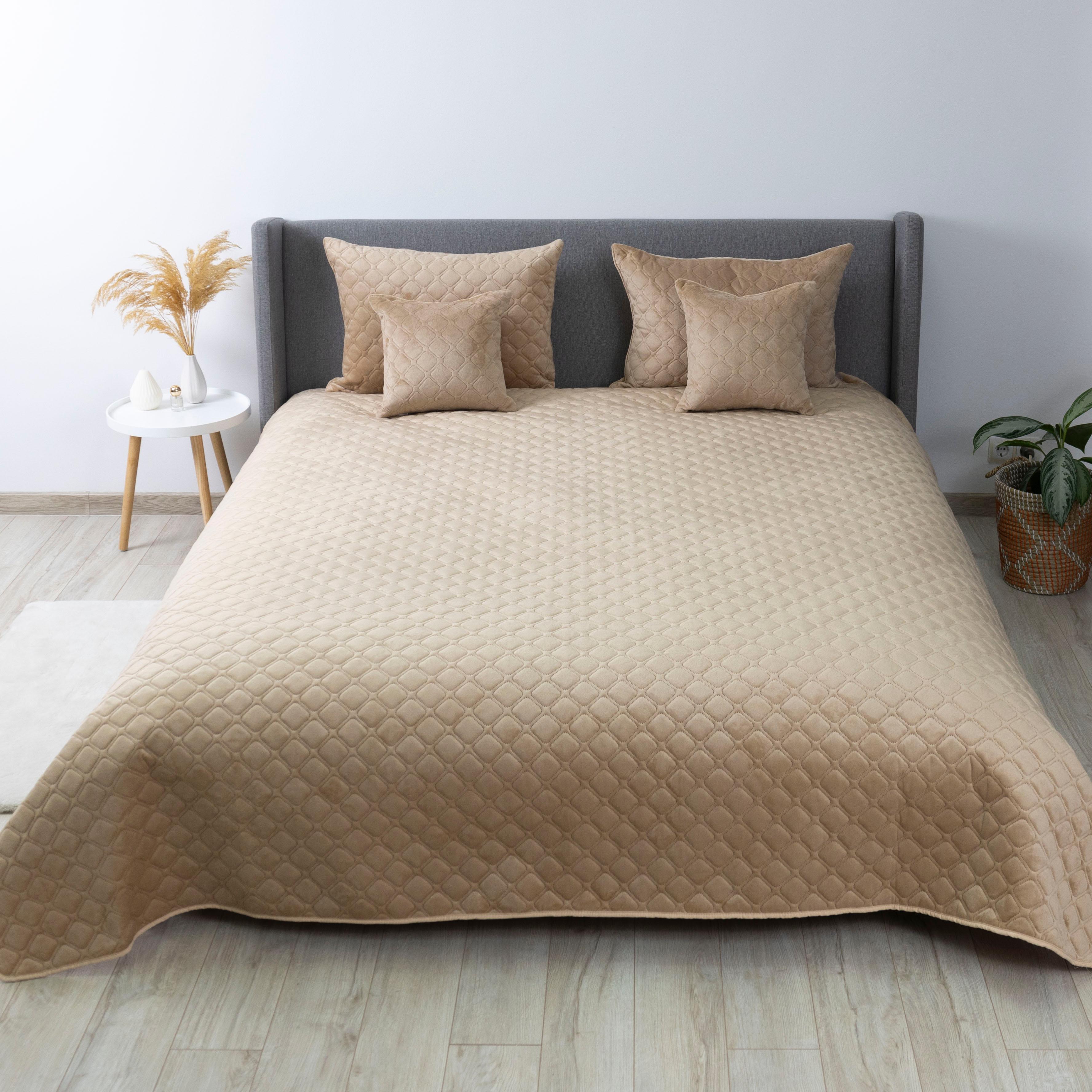 Bed Covers TEP "VELOUR" Golden Beige/Rhombus round, 150x210 - Photo 7