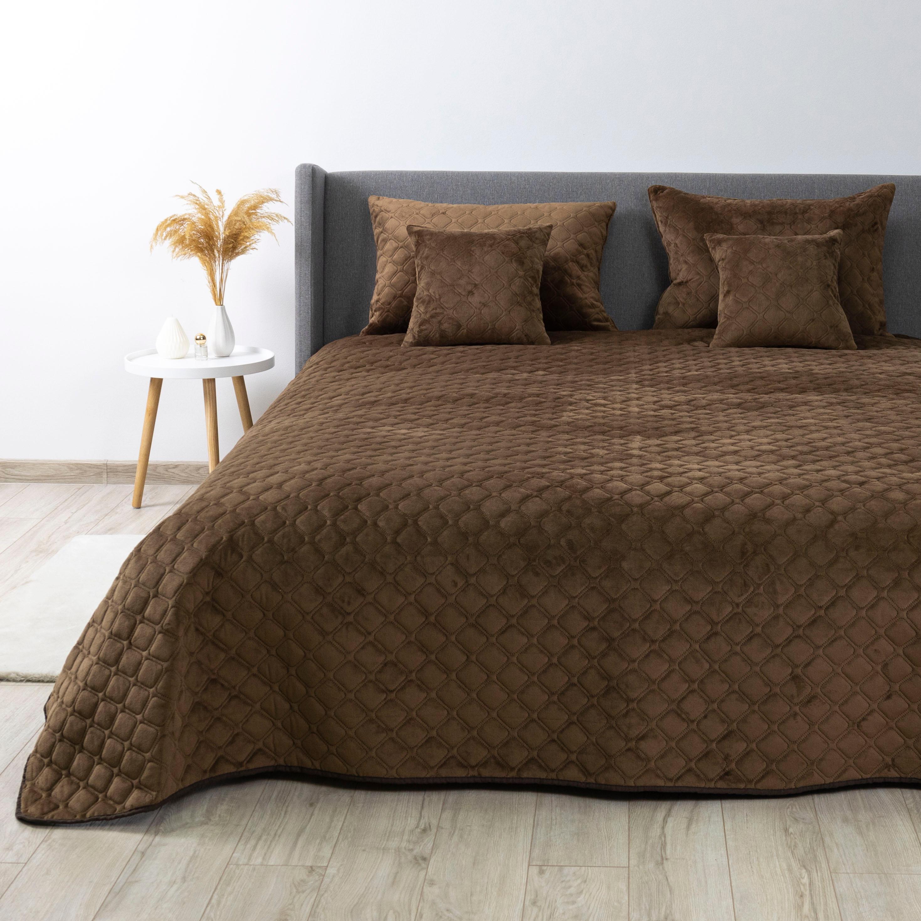 Покривало ТЕП "VELOUR" Коричневе/Ромб круглий, 240x260 - Фото 6