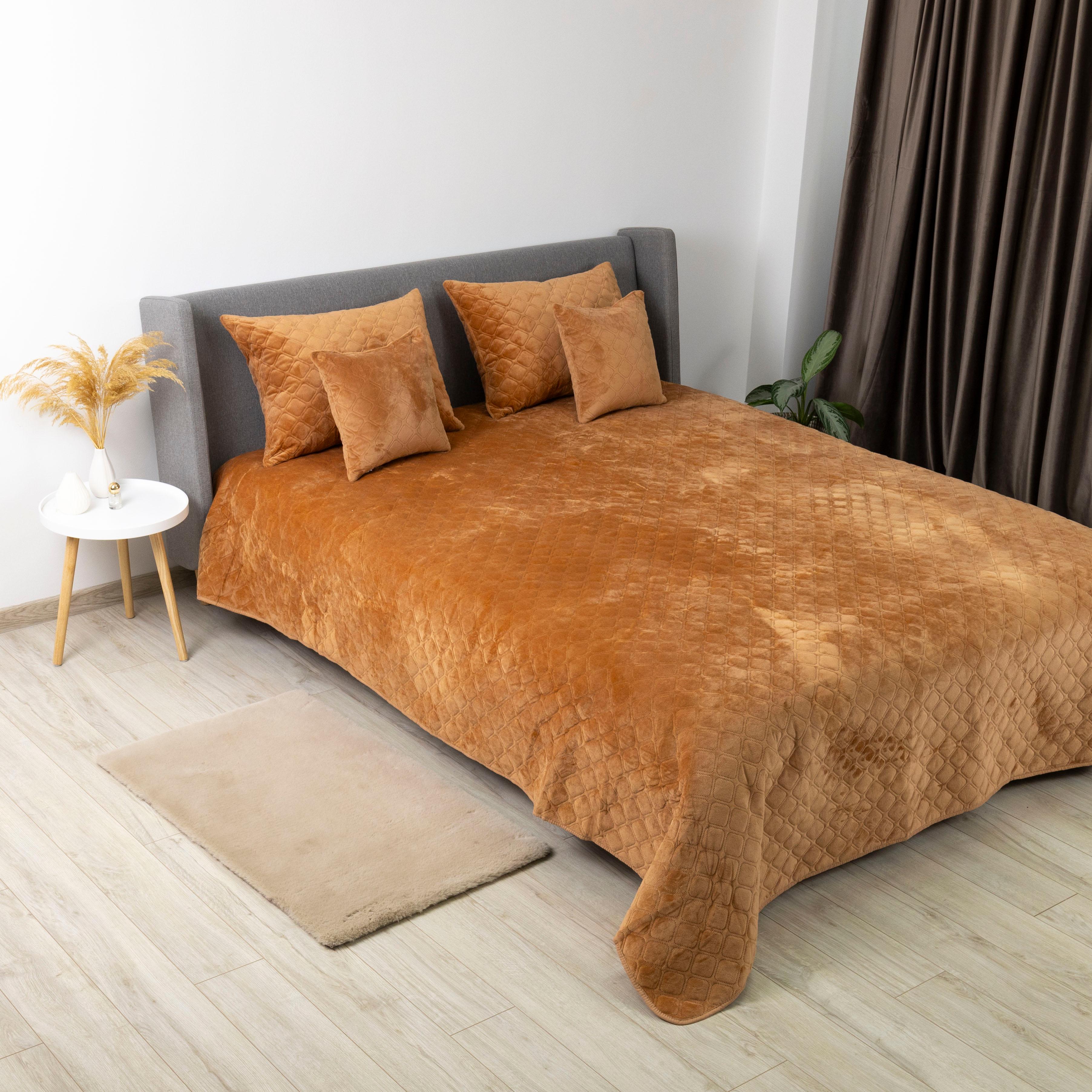Bed Covers TEP "VELOUR" Coffee/Rhombus round, 240x260 - Photo 6