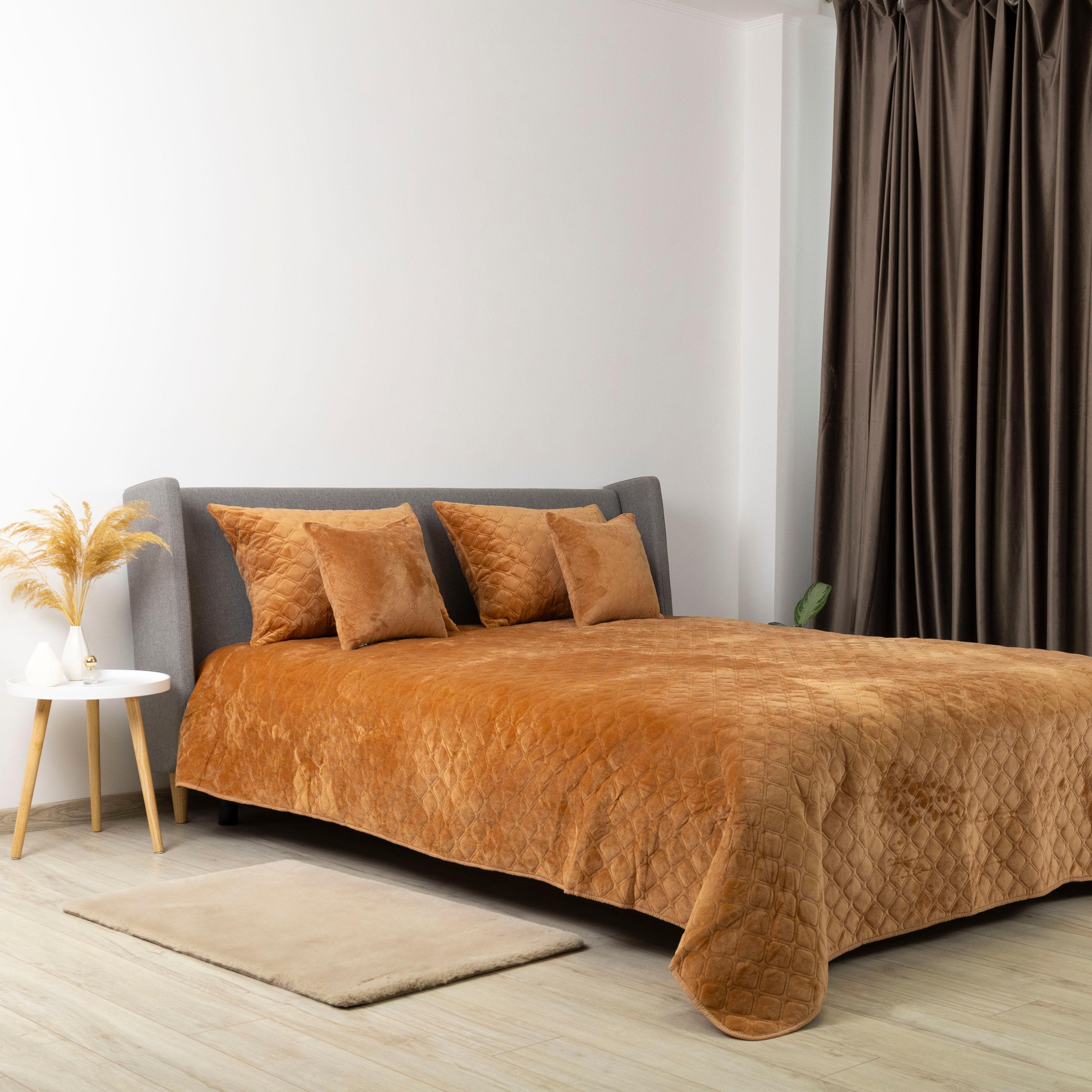 Bed Covers TEP "VELOUR" Coffee/Rhombus round, 240x260 - Photo 7