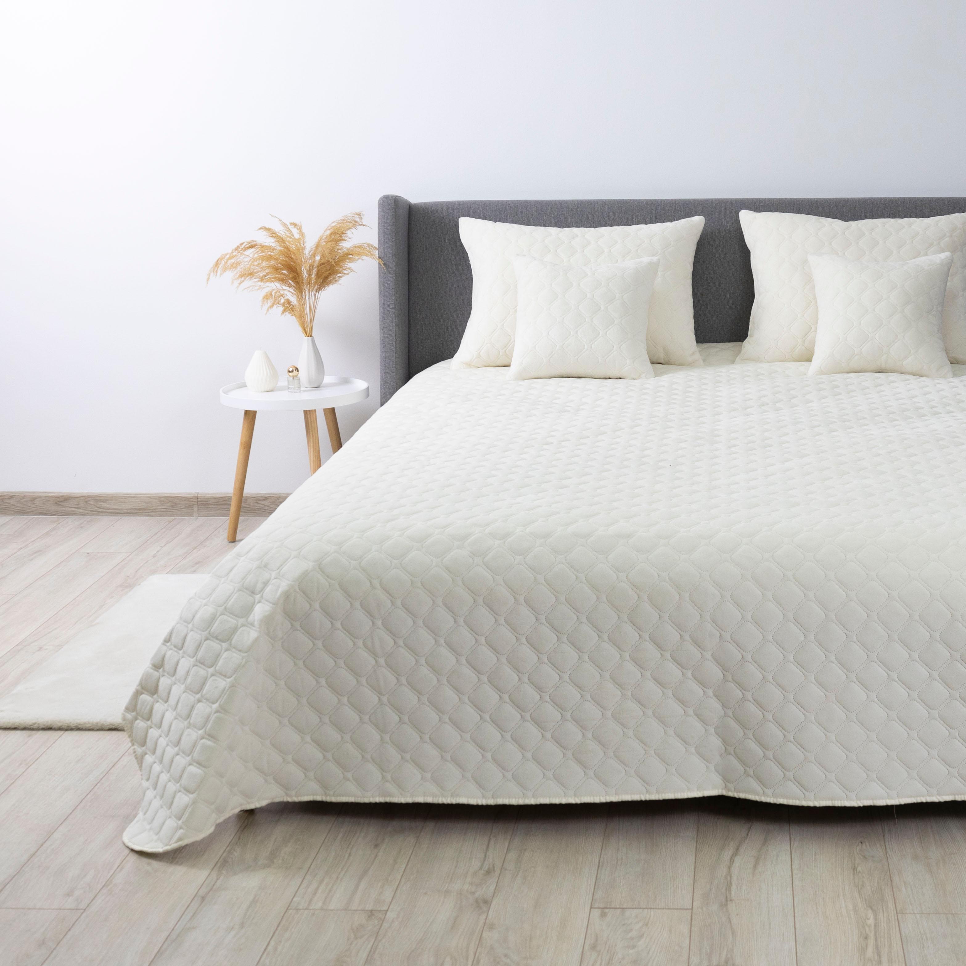 Покрывало ТЕП "VELOUR" Молочное/Ромб круглый, 150x210 - Фото 4