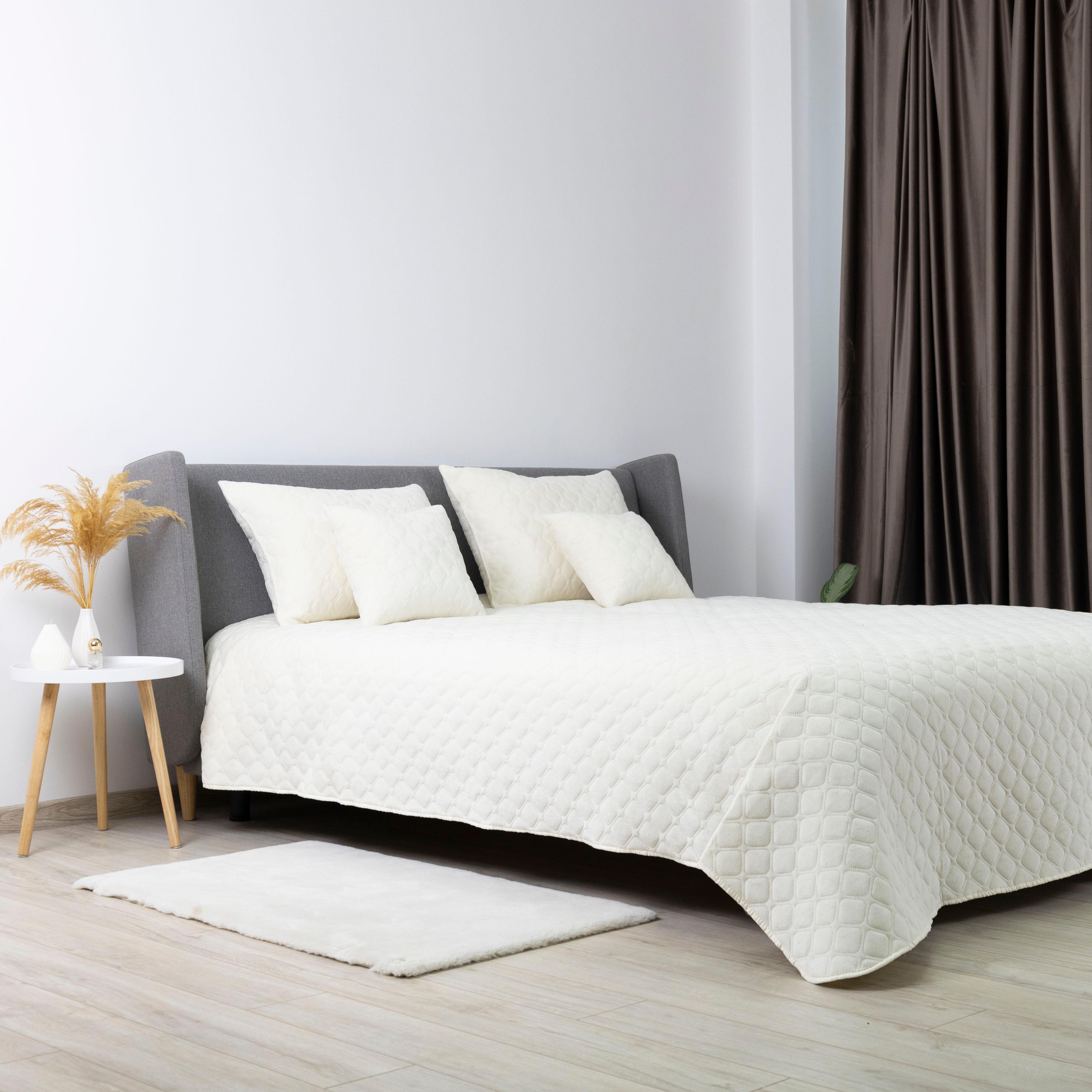Покрывало ТЕП "VELOUR" Молочное/Ромб круглый, 150x210 - Фото 7