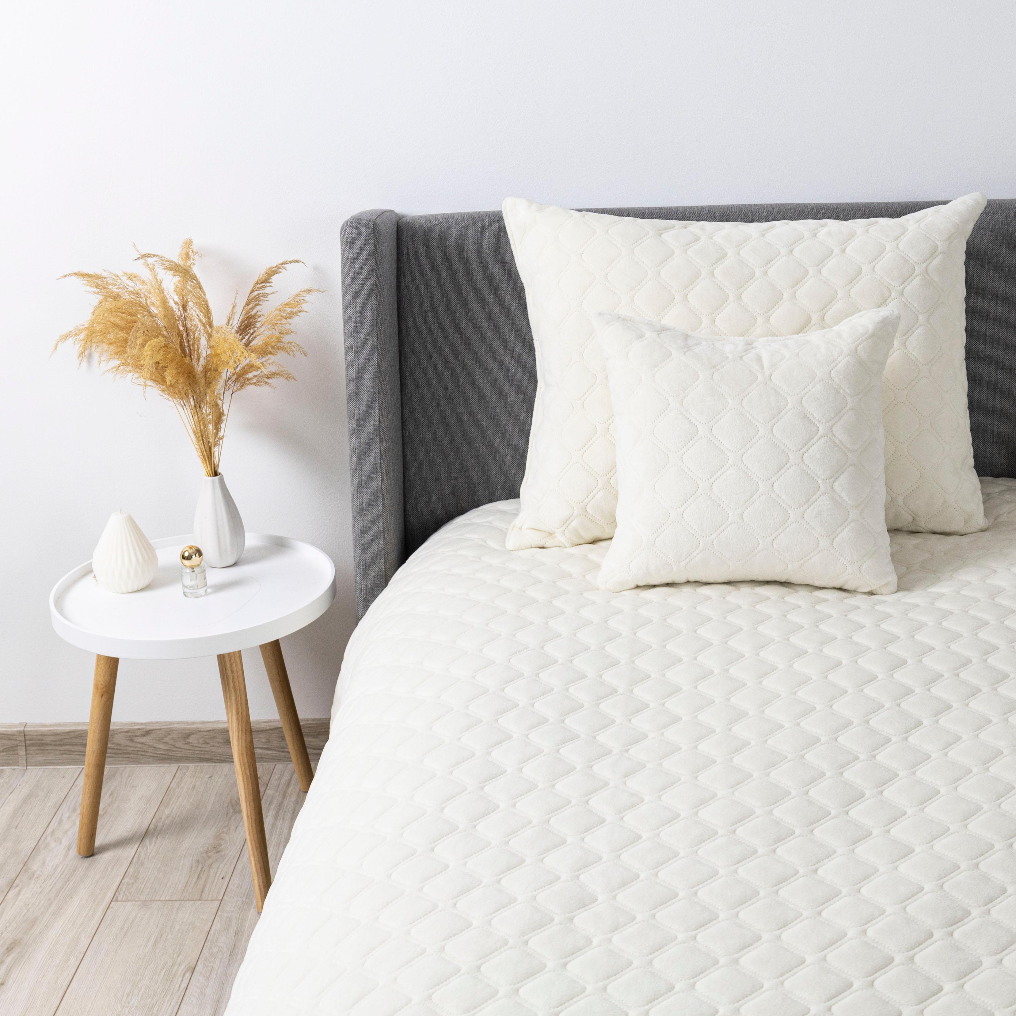 Покрывало ТЕП "VELOUR" Молочное/Ромб круглый, 150x210 - Фото 8