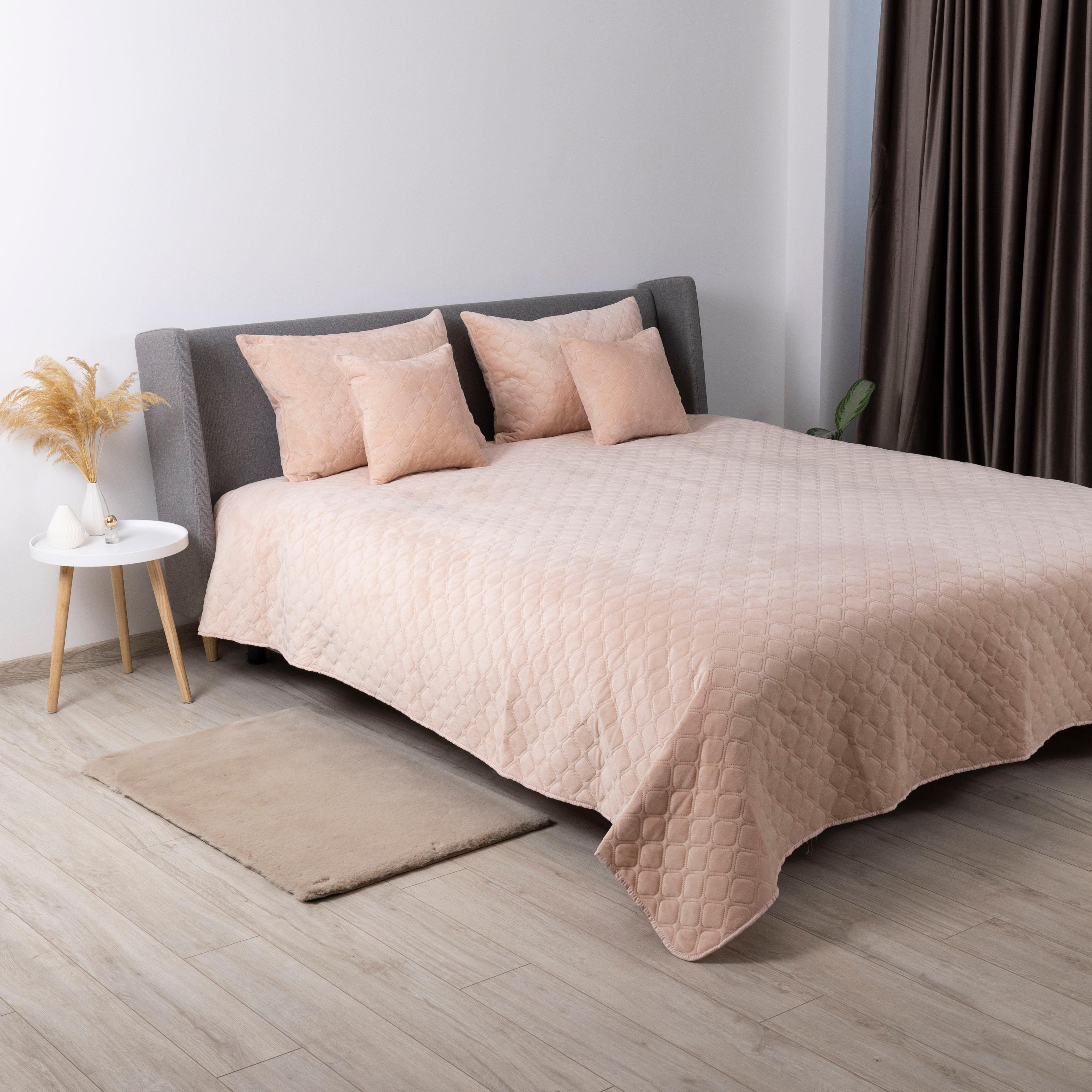 Bed Covers TEP "VELOUR" Powder/Rhombus round, 150x210 - Photo 6