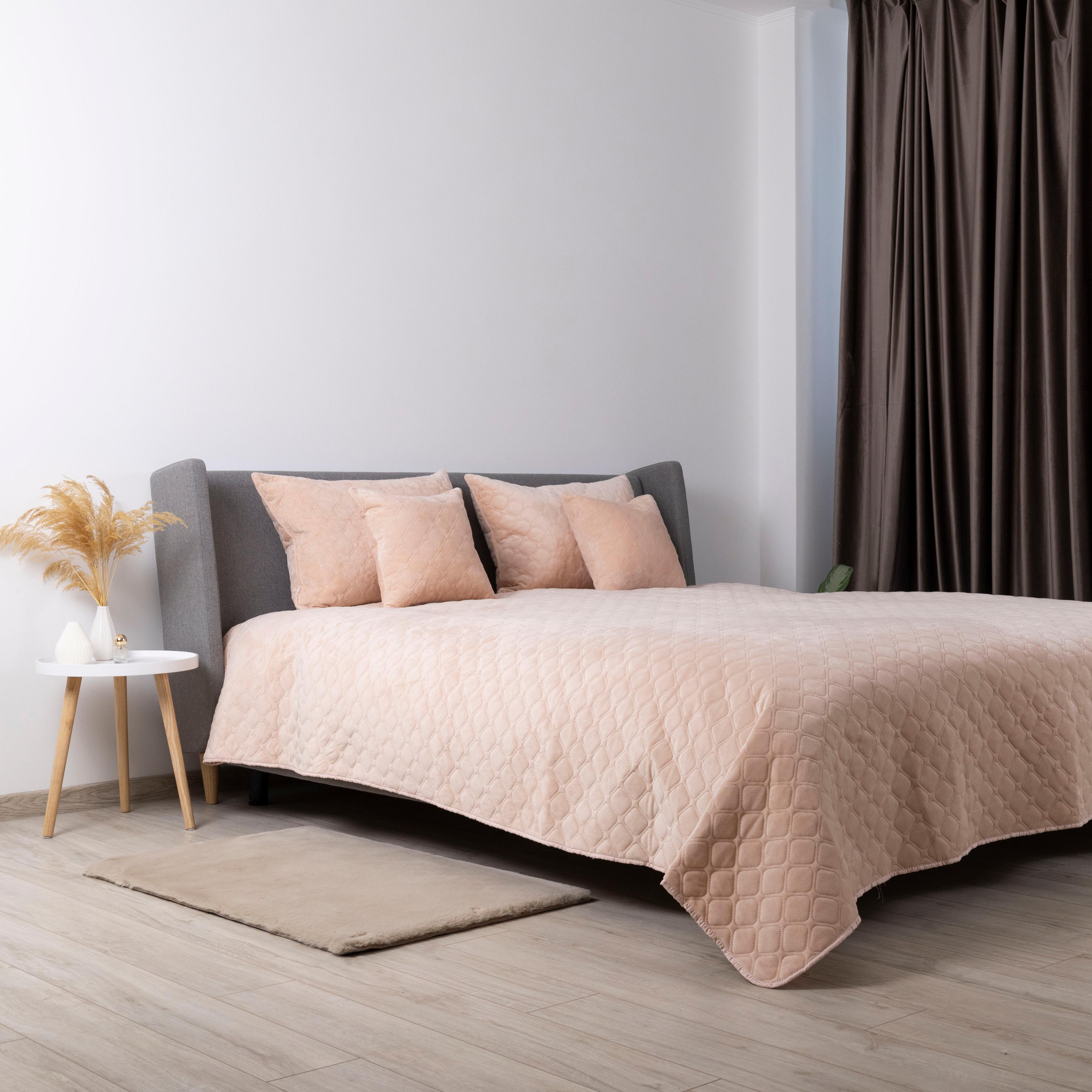 Bed Covers TEP "VELOUR" Powder/Rhombus round, 150x210 - Photo 7