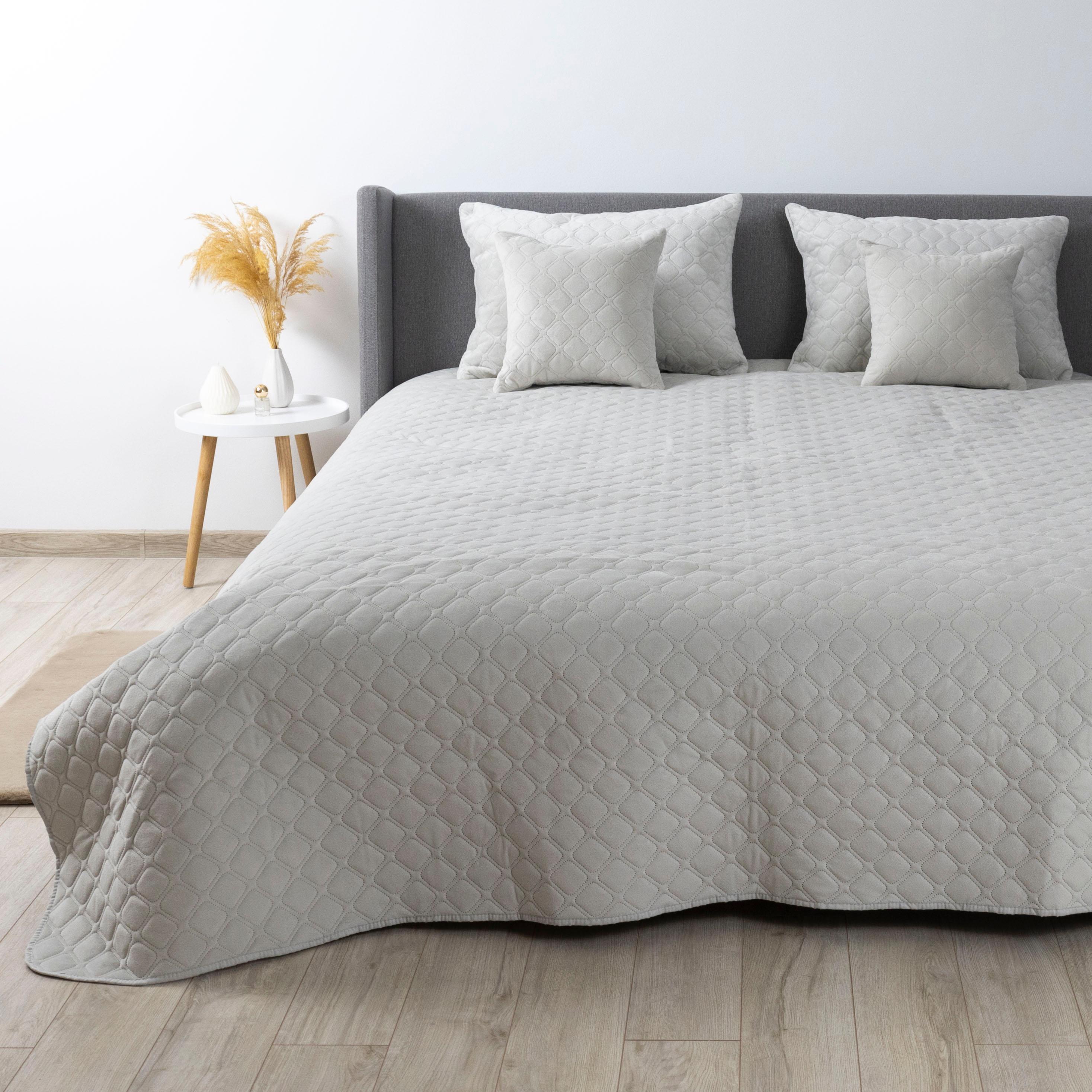 Bed Covers TEP "VELOUR" Light gray/Rhombus round, 220x240 - Photo 6