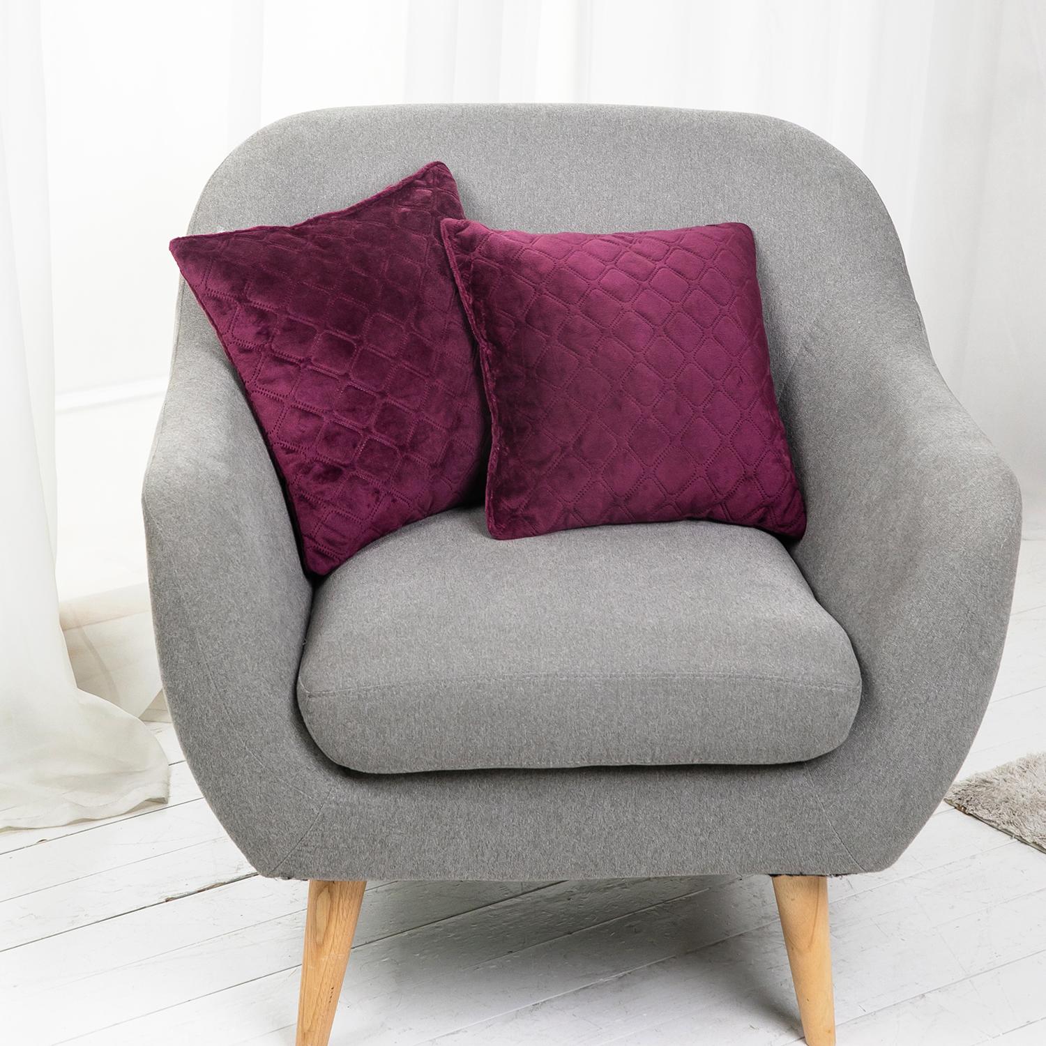 Подушка декоративная "VELOUR" Бордовая,  - Фото 3