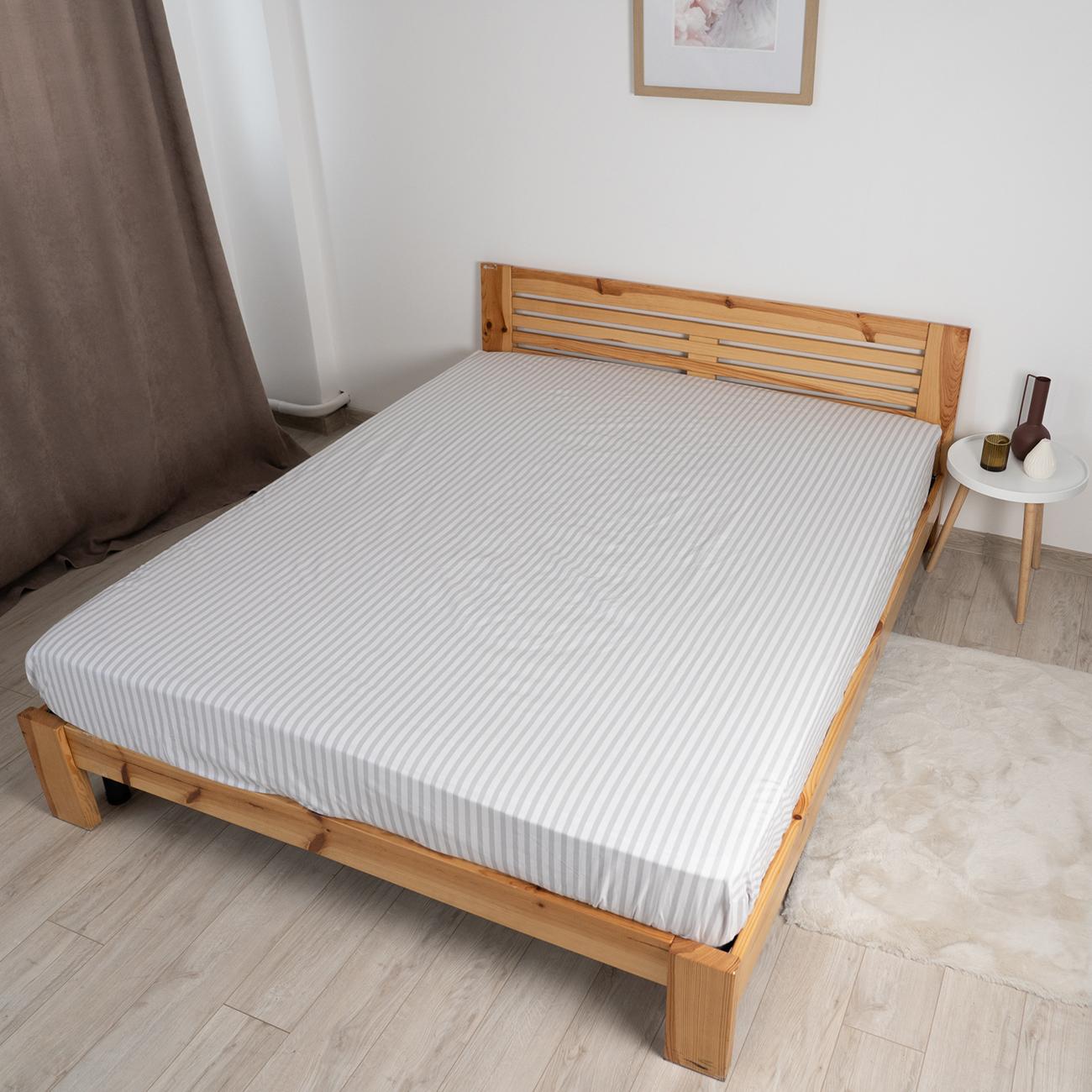 Sheet "NATHNENNYA" with an elastic band Gray stripe, 120x200 - Photo 2