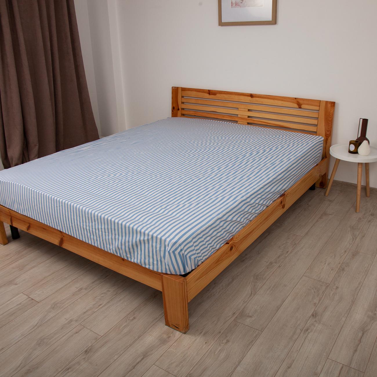 Sheet "NATHNENNYA" with an elastic band Blue stripe, 140x200 - Photo 2