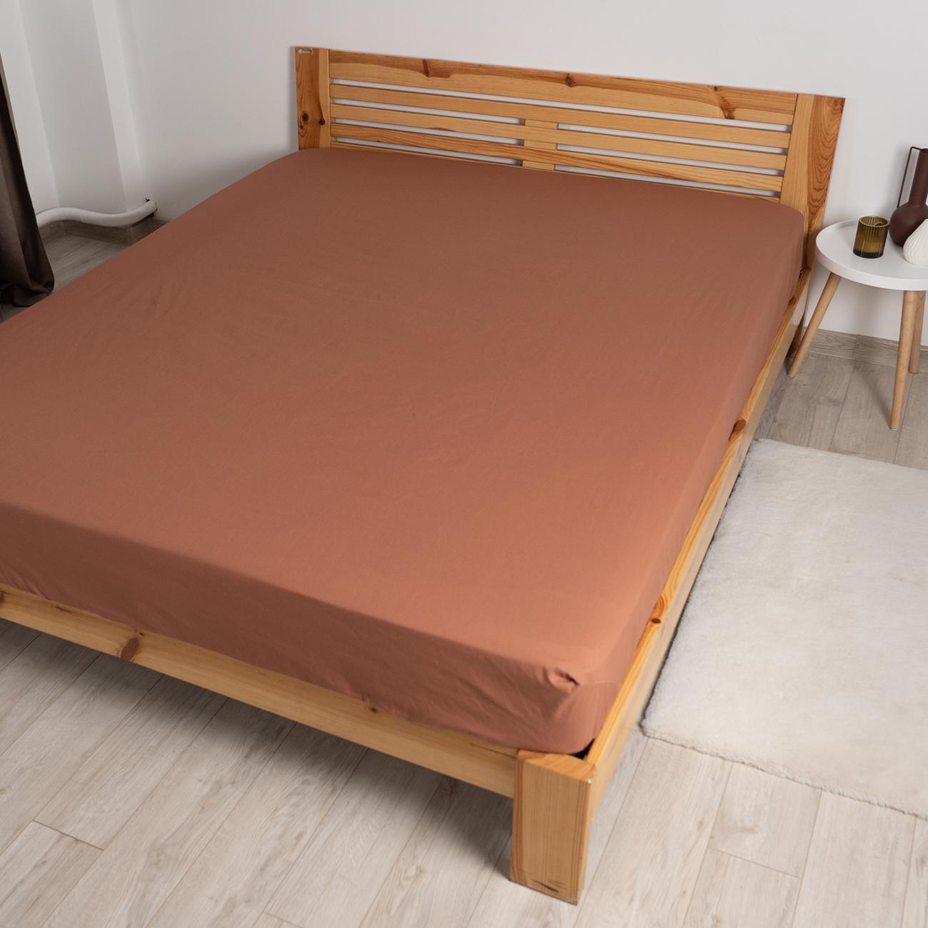 Sheet "NATHNENNYA" with an elastic band Caramel, 120x200 - Photo 2