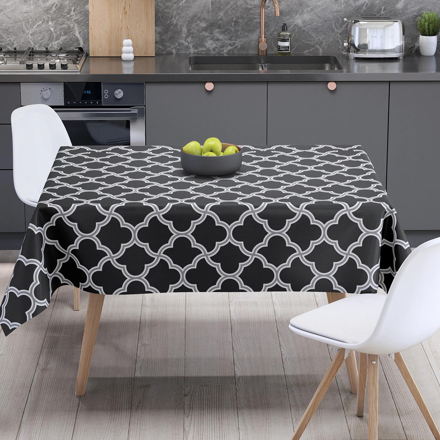 Tablecloth "Panama" water repellent Black Puzzle