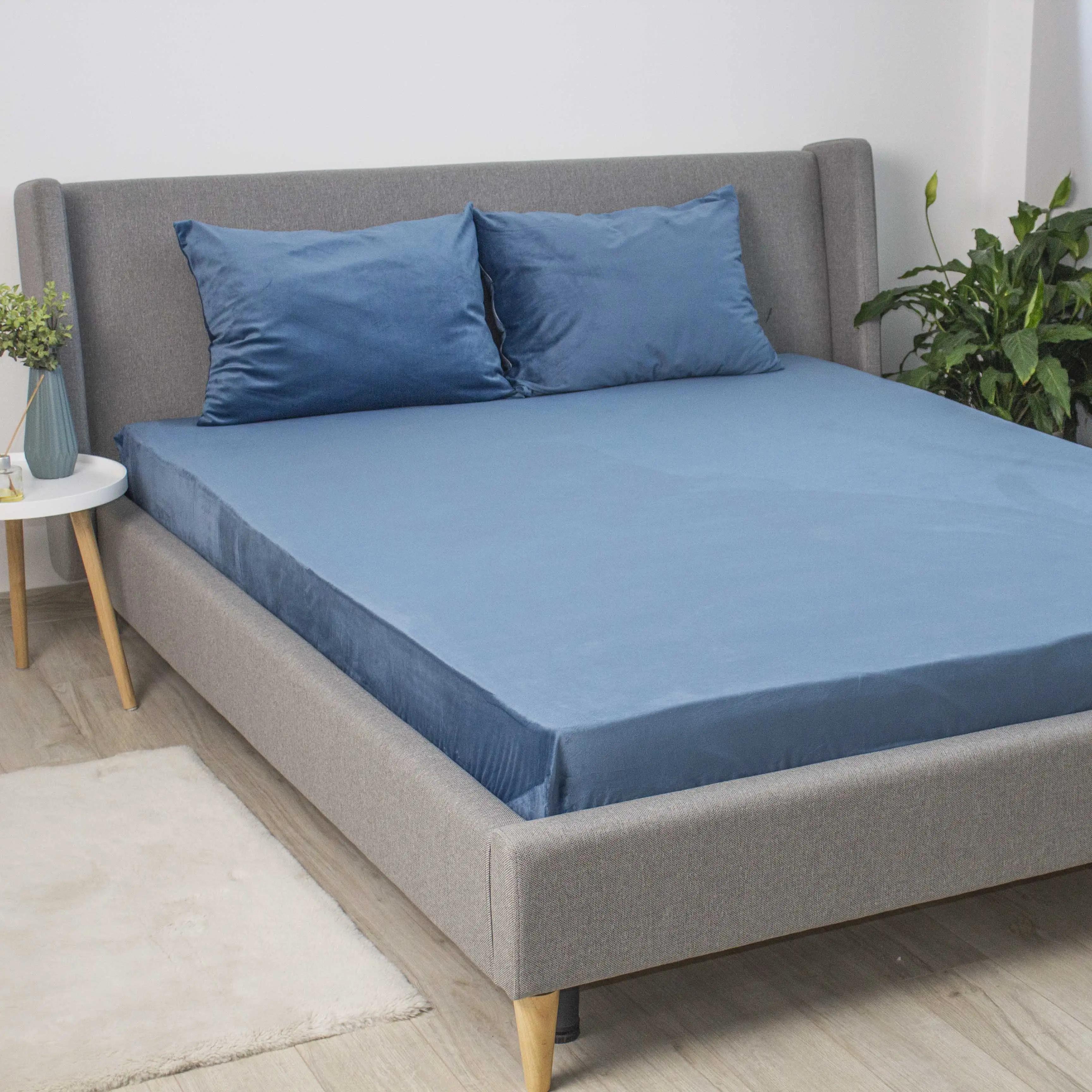 Простирадло ТЕП "VELOUR" з резинкою темно-синій, 160x200 - Фото 2 Простирадло ТЕП "VELOUR" з резинкою темно-синій, 160x200 - Фото 2