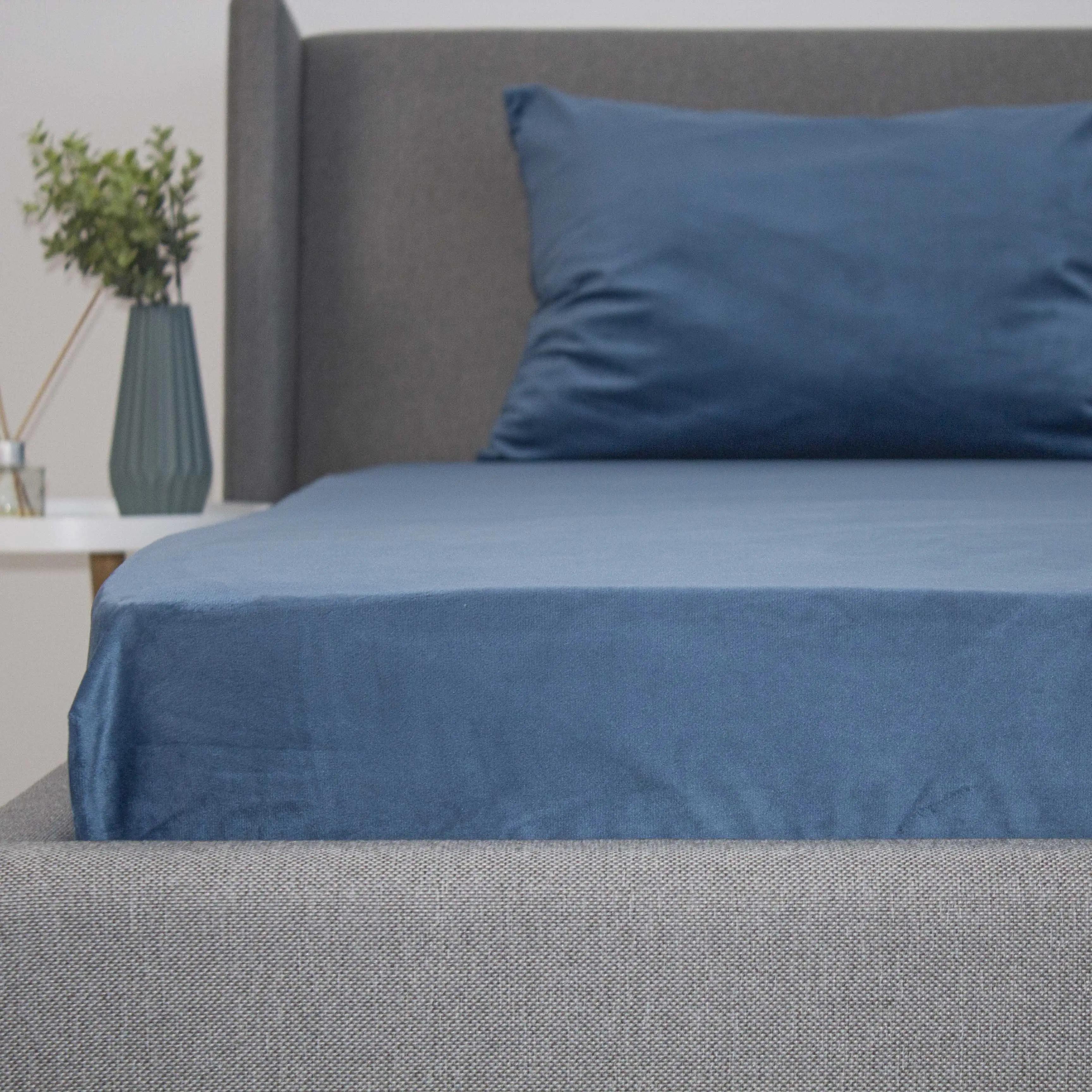 Простирадло ТЕП "VELOUR" з резинкою темно-синій, 160x200 - Фото 3 Простирадло ТЕП "VELOUR" з резинкою темно-синій, 160x200 - Фото 3