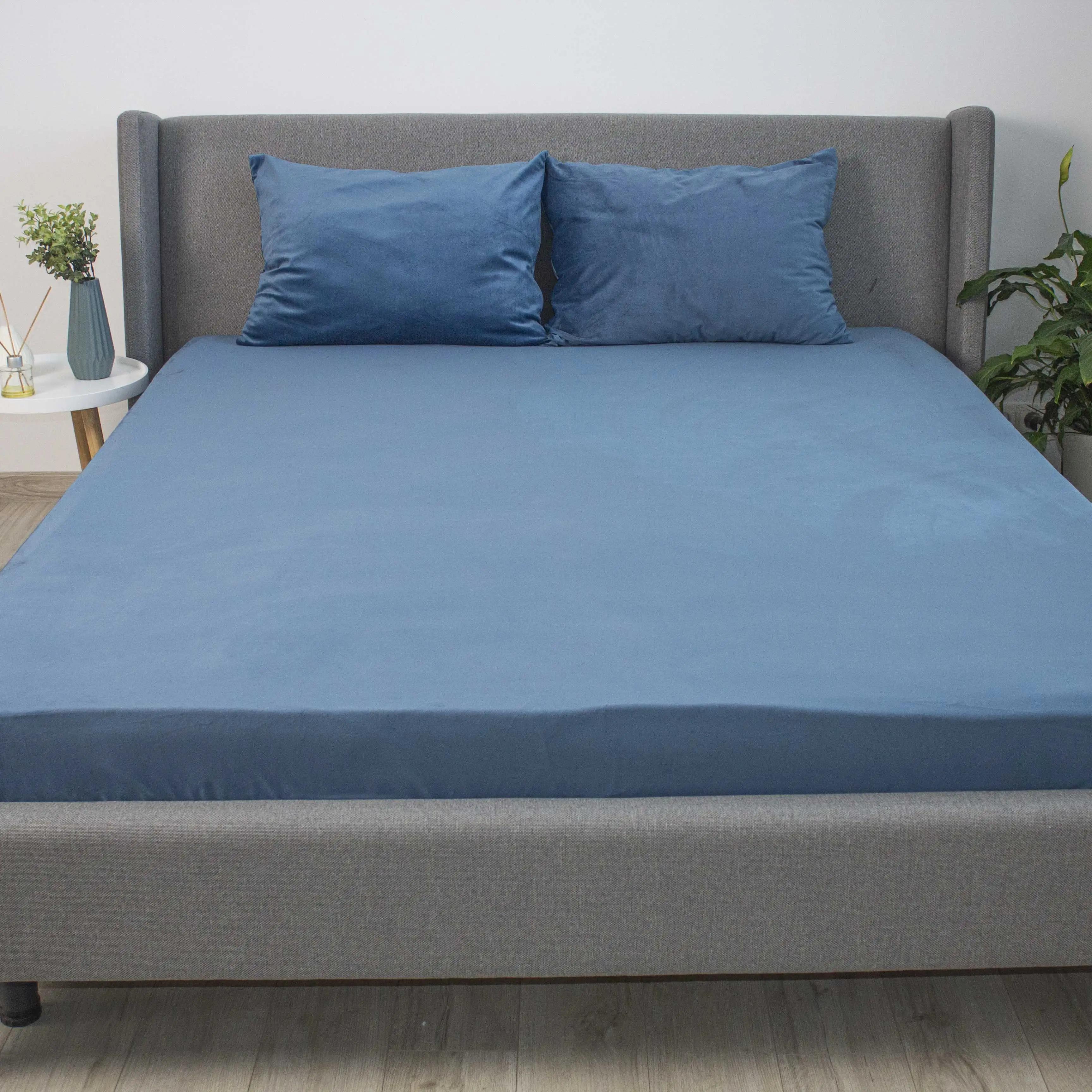 Простирадло ТЕП "VELOUR" з резинкою темно-синій, 160x200 - Фото 4 Простирадло ТЕП "VELOUR" з резинкою темно-синій, 160x200 - Фото 4