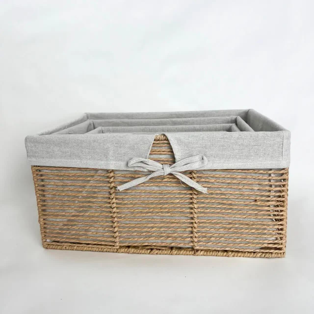 Комплект корзин для дома Linen Harmony, 4 шт, прямоугольные, молочные Комплект корзин для дома Linen Harmony, 4 шт, прямоугольные, молочные