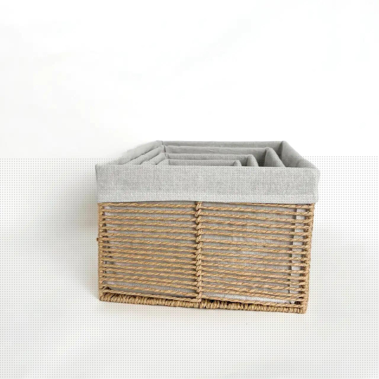 Комплект корзин для дома Linen Harmony, 4 шт, прямоугольные, молочные - Фото 3 Комплект корзин для дома Linen Harmony, 4 шт, прямоугольные, молочные - Фото 3