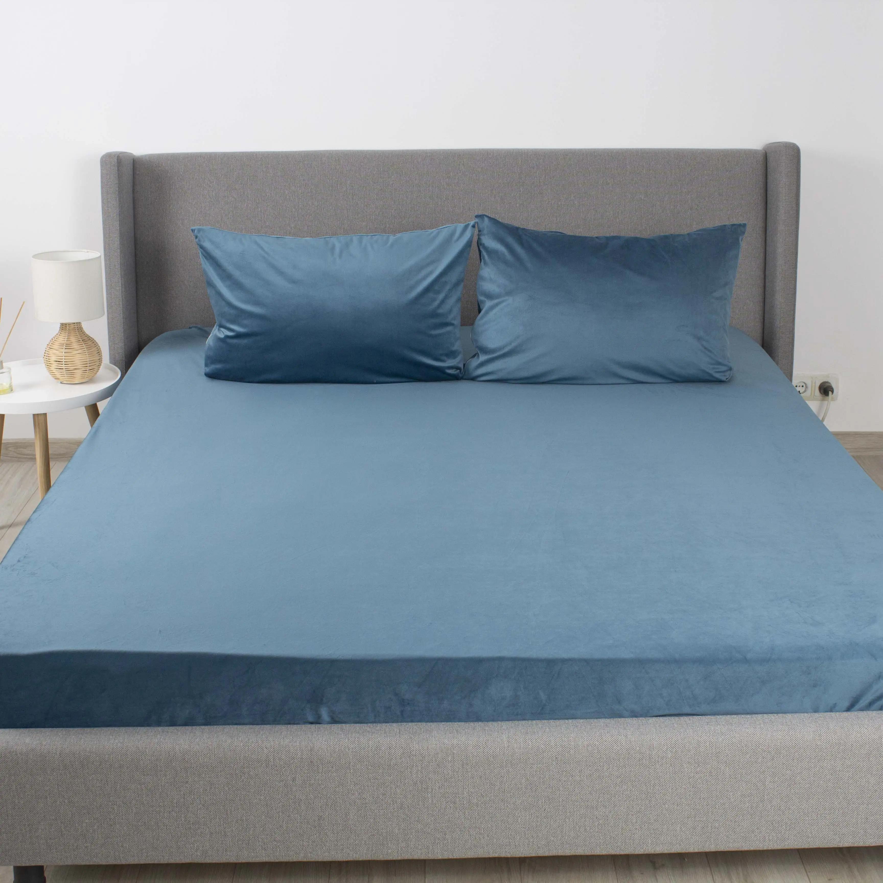 Sheet ТЕП VELOUR with an elastic band blue, 160x200 Sheet ТЕП VELOUR with an elastic band blue, 160x200