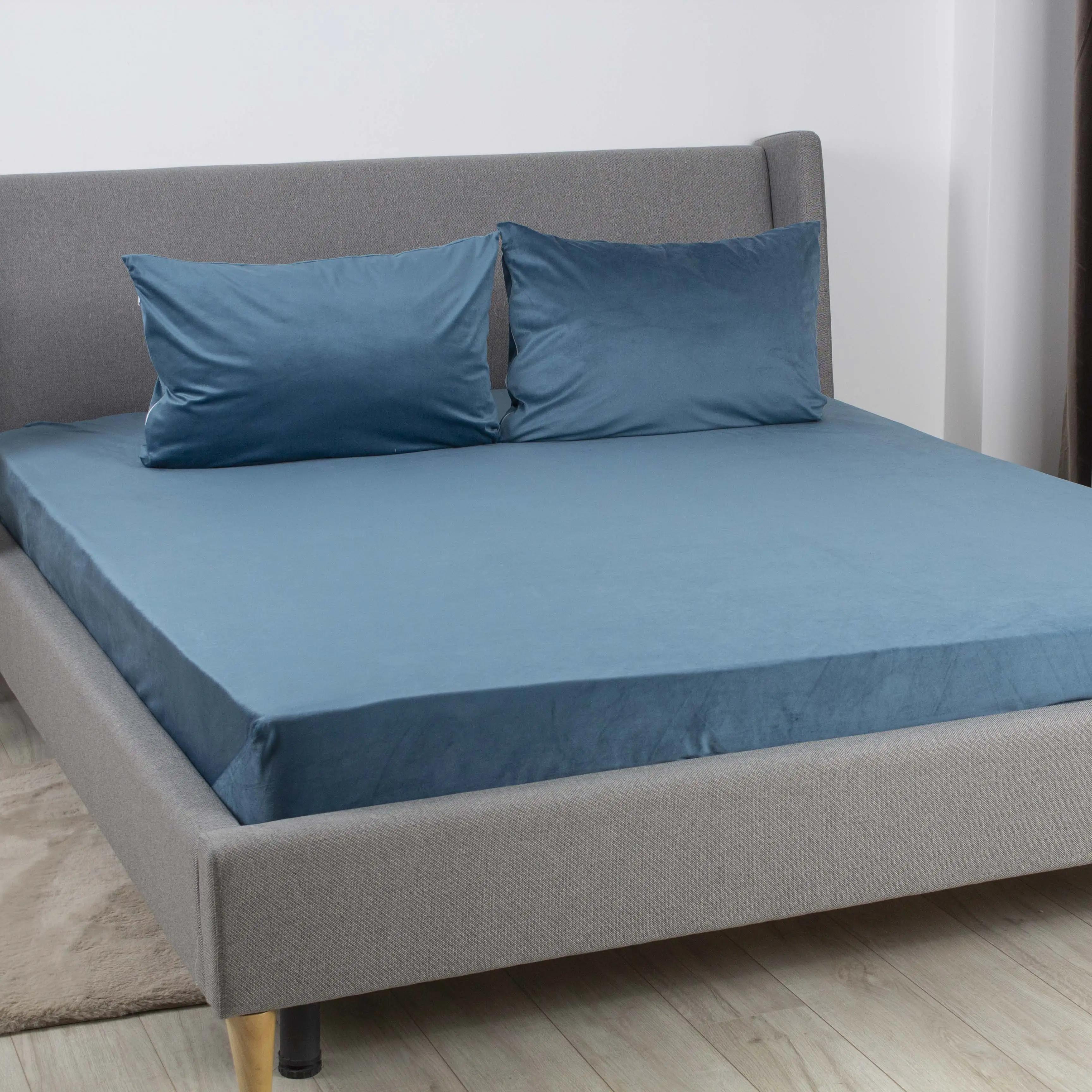 Sheet ТЕП VELOUR with an elastic band blue, 160x200 - Photo 2 Sheet ТЕП VELOUR with an elastic band blue, 160x200 - Photo 2