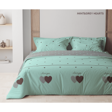 Комплект постельного белья "ТЕП" Mint&Grey Hearts, 70x70 евро